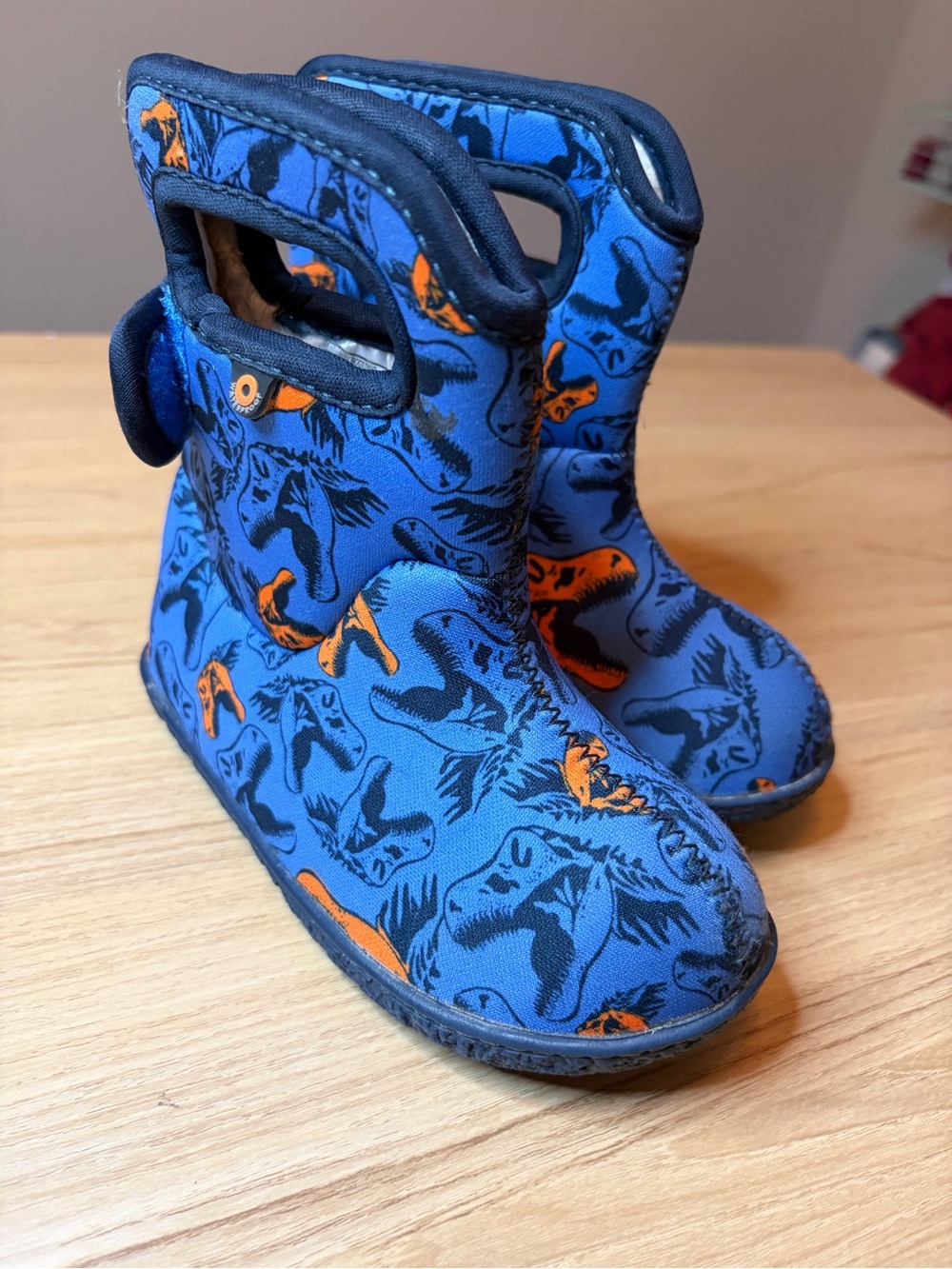 Bogs Kids Blue & Orange Dino Rain Boots 8T